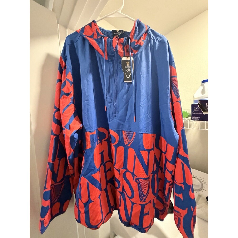 NWT Sunday Swagger X Guinness Men’s Windbreaker Red/Blue Jacket XXXL
